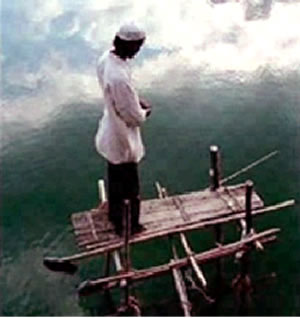 Fisherman Praying above Water