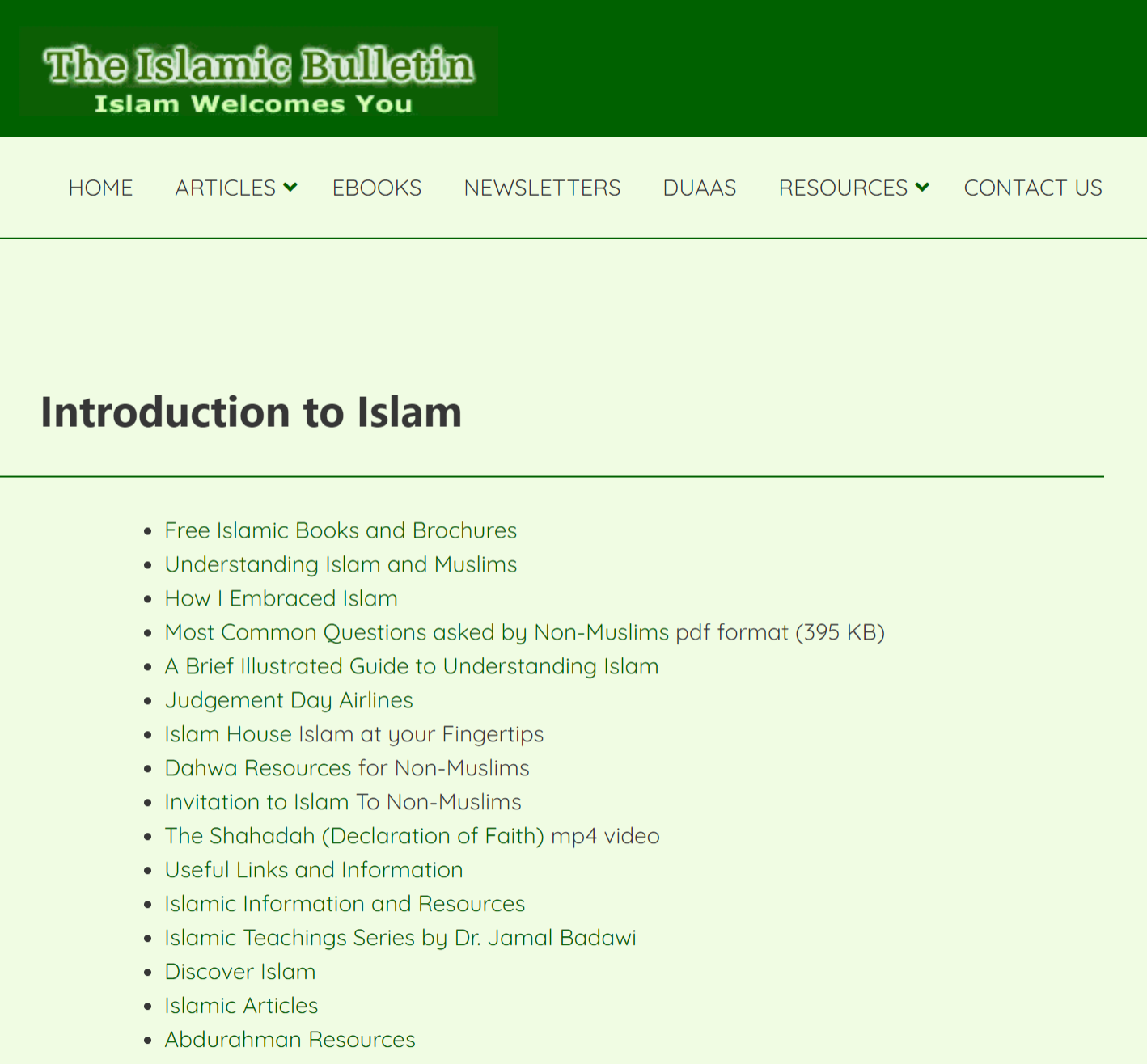Introduction to Islam Resources - The Islamic Bulletin